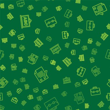 Tebeşir tahtasını, sınav kağıdını, kalemini ve evrak çantasını pürüzsüz desene göre ayarla. Vektör