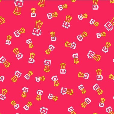 Line Electric kahve öğütücüsü simgesi kırmızı arka planda izole edilmiş. Vektör