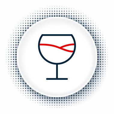 Beyaz arka planda izole edilmiş çizgi şarap cam ikonu. Şarap kadehi işareti. Renkli taslak konsepti. Vektör