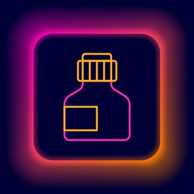 Parlak neon çizgisi boyası, guaj, kavanoz, siyah arkaplanda izole edilmiş boya simgesi. Renkli taslak konsepti. Vektör