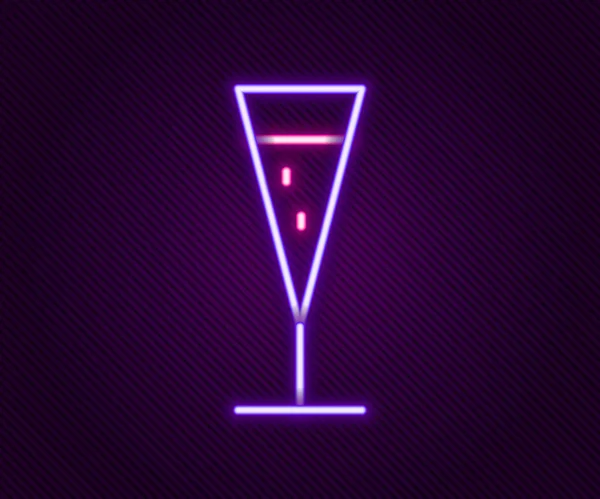 Glödande Neon Line Glas Champagne Ikon Isolerad Svart Bakgrund Färgstarkt — Stock vektor