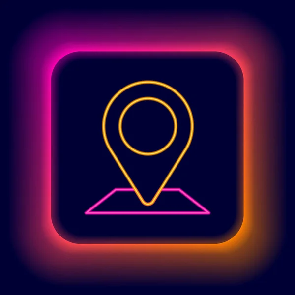 Parlayan Neon Çizgi Haritası Simgesi Siyah Arkaplanda Izole Edildi Navigasyon — Stok Vektör
