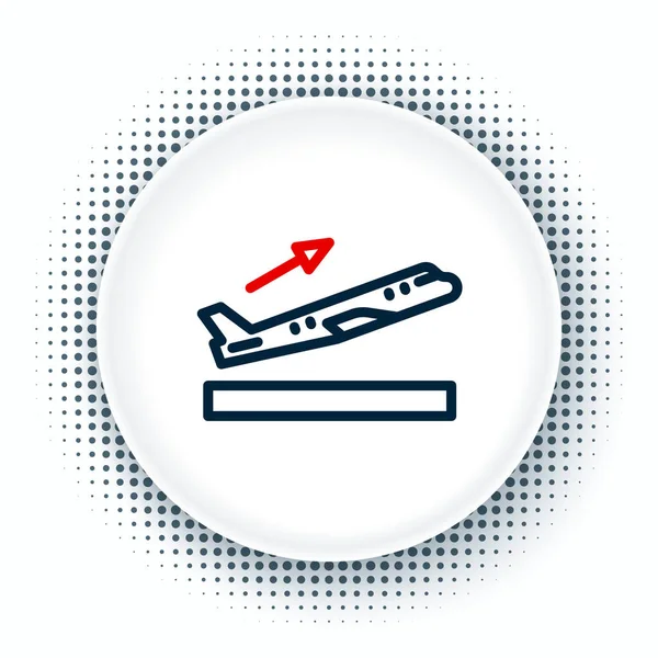 Icono Despegue Line Plane Aislado Sobre Fondo Blanco Símbolo Transporte — Archivo Imágenes Vectoriales