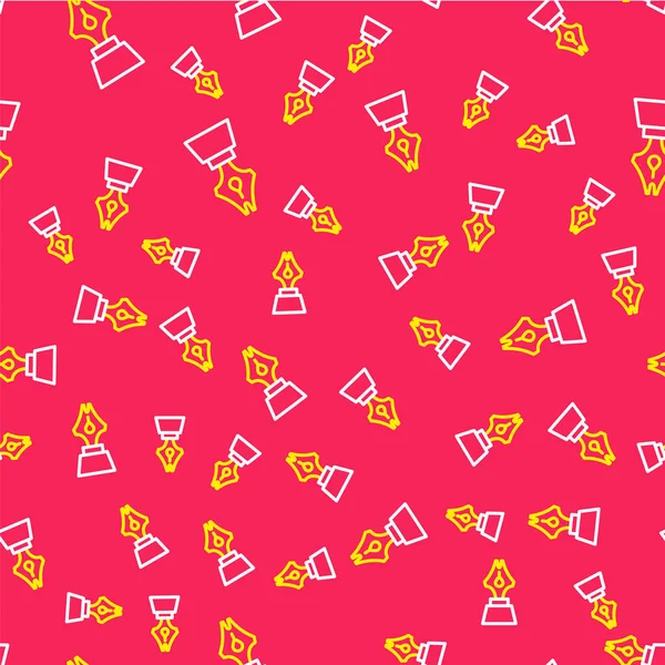 Line Fountain kalem ucu simgesi kırmızı arkaplanda izole edilmiş. Kalem aleti işareti. Vektör