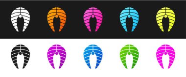 Biftek simgesini siyah beyaz arkaplanda izole et. Vektör.