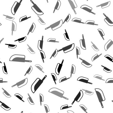 Siyah Bıçak simgesi, beyaz arka planda kusursuz desen izole etti. Çatal bıçak sembolü. Mutlu Cadılar Bayramı Partisi. Vektör.