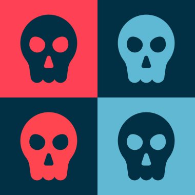 Pop Art Skull simgesi renk arkaplanında izole edildi. Mutlu Cadılar Bayramı Partisi. Vektör