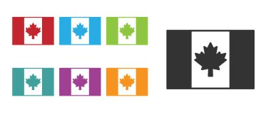 Kanada 'nın Siyah Bayrağı simgesi beyaz arkaplanda izole edildi. Bayrak direğinde Kuzey Amerika bayrağı. Simgeleri renklendirin. Vektör