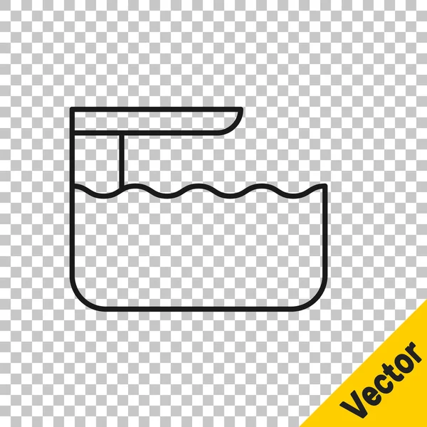 Svart Linje Dykbräda Eller Språngbräda Ikon Isolerad Transparent Bakgrund Vektor — Stock vektor
