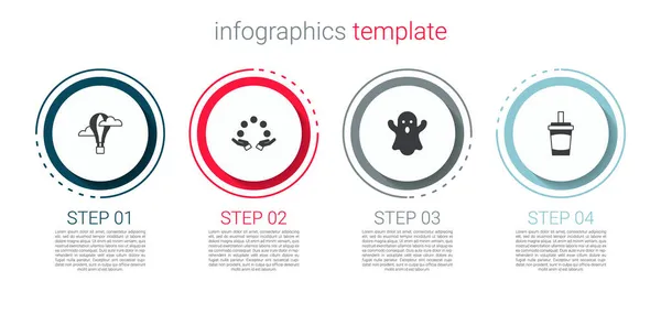 Установите Воздушный Шар Жонглирование Призрачное Бумажное Стекло Водой Бизнес Инфографический — стоковый вектор