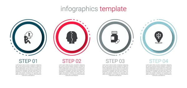 Set Man Gräber Trauer Bipolare Störung Beruhigungspillen Und Psychologie Psi — Stockvektor