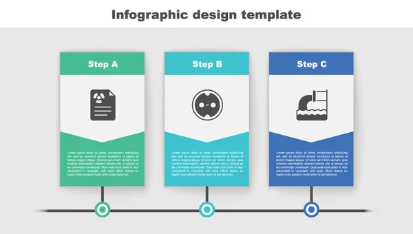 Waarschuwingsdocument Voor Straling Stopcontact Afvalwater Bedrijfsinfographic Sjabloon Vector — Stockvector