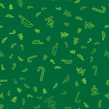 Çizgili bıçak, noel şekeri bastonu ve kusursuz desenli cadı. Vektör