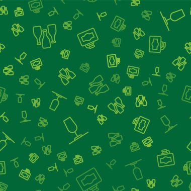 Şarap şişeleri, şarap kadehleri ve karton kutular kusursuz desenli. Vektör