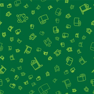 Bir kalıp sabun, paspas ve kova ve tuvalet kağıdı pürüzsüz desenli rulo yapın. Vektör