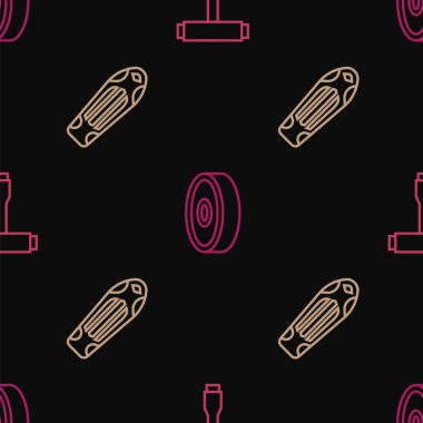 Çizgi kaykay T aracı, güverte ve top yatağını pürüzsüz desene ayarlayın. Vektör