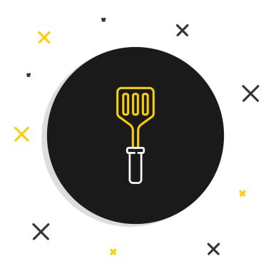 Spatula çizgisi simgesi beyaz arkaplanda izole edildi. Mutfak spatula ikonu. Barbekü spatula işareti. Barbekü ve ızgara aleti. Renkli taslak konsepti. Vektör