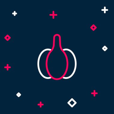 Sarı çizgi ikonu mavi arkaplanda izole edilmiş. Renkli taslak konsepti. Vektör