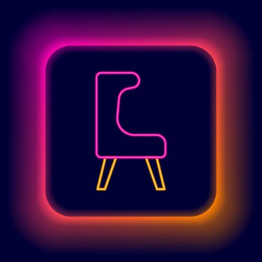 Parlayan neon hattı Armchair simgesi siyah arkaplanda izole edildi. Renkli taslak konsepti. Vektör