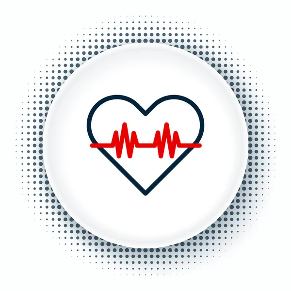 Ícone Frequência Cardíaca Linha Isolado Fundo Branco Sinal Batimento Cardíaco — Vetor de Stock