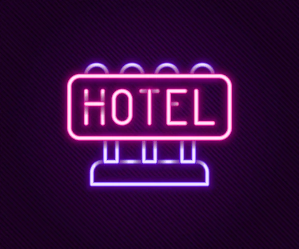 Glowing Neon Line Signboard Outdoor Advertising Text Hotel Icon Isolated — Stock Vector