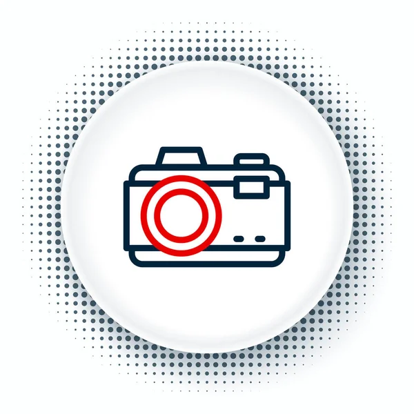 ライン写真カメラのアイコンは白い背景に隔離されています フォトカメラ デジタル写真 カラフルなアウトラインコンセプト ベクトル — ストックベクタ
