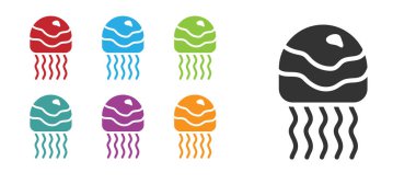 Siyah denizanası ikonu beyaz arka planda izole edilmiş. Simgeleri renklendirin. Vektör.