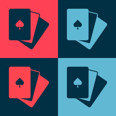 Pop Art Deck oyun kartları simgesi renk arkaplanında izole edildi. Kumarhane kumarı. Vektör.