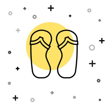 Siyah çizgi döndürme simgesi beyaz arkaplanda izole edildi. Plaj terlikleri tabelası. Rastgele dinamik şekiller. Vektör.