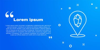 Beyaz çizgi sihirli taş ikonu mavi arkaplanda izole edildi. Fantezi kristali. Maç için mücevher. Vektör