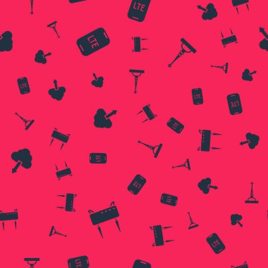 Router ve wi-fi sinyalini, LTE ağını, Cloud indirmesini ve antenini kusursuz desene ayarla. Vektör