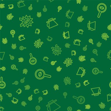 Kahve, fasulye ve V60 üreticisi için hat madalyası ayarlayın. Vektör