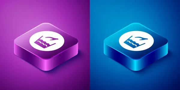 Isometric Hand Wash Laundry Icon Isolated Blue Purple Background Square — Stock Vector