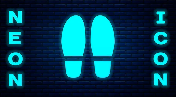 Icône Fluo Fluo Footsteps Isolée Sur Fond Mur Briques Inspecteur — Image vectorielle