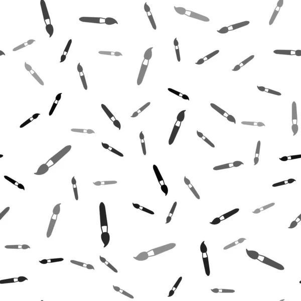 Zwart Penseel Pictogram Geïsoleerd Naadloos Patroon Witte Achtergrond Vector — Stockvector