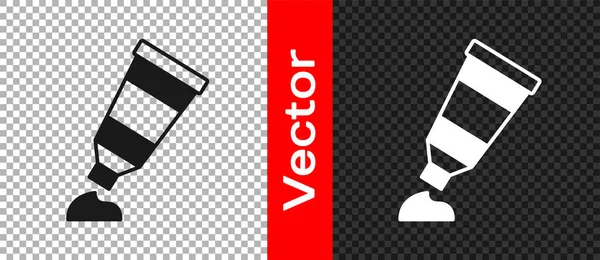 Schwarze Tube Mit Farbpalette Symbol Isoliert Auf Transparentem Hintergrund Vektor — Stockvektor
