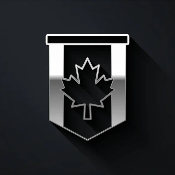 Kanada Nın Gümüş Pennant Bayrağı Siyah Arka Planda Izole Edilmiş — Stok Vektör