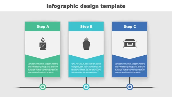 Set Brandende Kaars Begrafenis Koffie Met Kruis Bedrijfsinfographic Sjabloon Vector — Stockvector