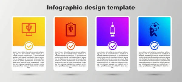 Pszichológus Online Pszichológia Pszí Drogfüggőség Szív Üzleti Infografikai Sablon Vektor — Stock Vector