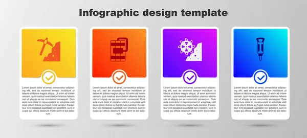 Set Pickaxe Dynamite Kbelík Kolo Bagr Stavební Kladivo Obchodní Infografická — Stockový vektor