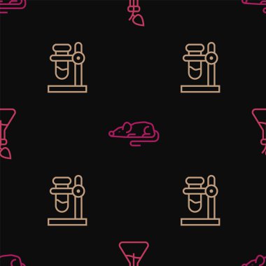 Hat bitkisel üreme, deney tüpü şişesi stantta ve deneysel fare kusursuz desende. Vektör