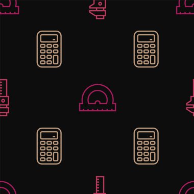 Çizgi Calliper 'ı, kalibreleri ve ölçeği, hesap makinesini ve iletkenleri kusursuz desene ayarlayın. Vektör