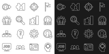 Çizgi başı avcılığı, hesap ekranı oluşturma, arama için büyüteç, Kullanıcı grubu ve Üretken insan simgesi oluşturma. Vektör