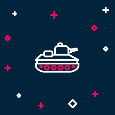 Mavi arka planda askeri tank simgesi izole edildi. Renkli taslak konsepti. Vektör