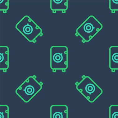 Hat Güvenli simgesi mavi arkaplanda izole edilmiş kusursuz desen. Kapı, şifreli bir banka kasası. Güvenilir Veri Koruma. Vektör