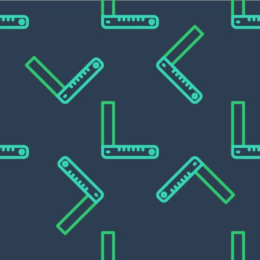 Satır Köşesi cetvel simgesi mavi arkaplanda izole edilmiş pürüzsüz desen. Yerleşim alanı, açı cetvel, marangozluk, ölçüm aletleri, ölçek. Vektör