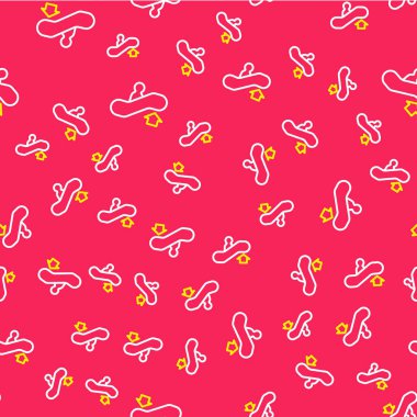 İkonun üzerinde yürüyen merdiven kırmızı arkaplanda izole edilmiş. Vektör