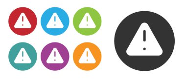 Beyaz arkaplanda siyah ünlem işareti var. Tehlike uyarısı, dikkat, dikkat, tehlike uyarısı önemli. Simgeleri renklendirin. Vektör