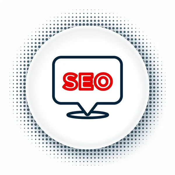 Line SEO optimalizálás ikon elszigetelt fehér háttér. Színes vázlat koncepció. Vektor — Stock Vector