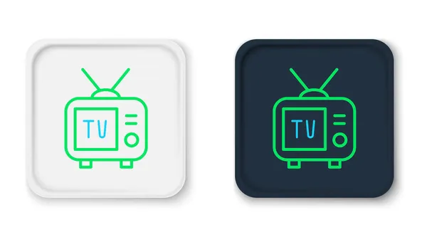 Línea Retro tv icono aislado sobre fondo blanco. Señal de televisión. Concepto de esquema colorido. Vector — Vector de stock